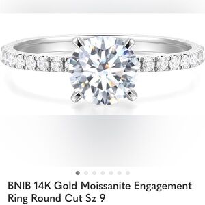 NEW 14k Gold Moissanite Ring Round Cut